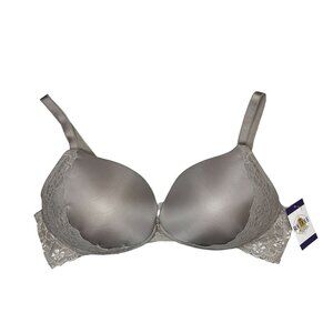 Torrid Curves 48D Gray Bra Lace Accent Lightly Lined Bow Plus Size Intimates